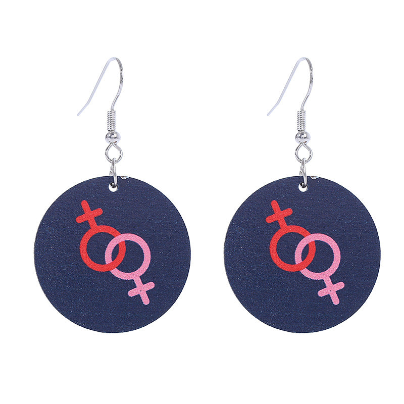 Wholesale Rainbow LGBT Collection Wood Earrings